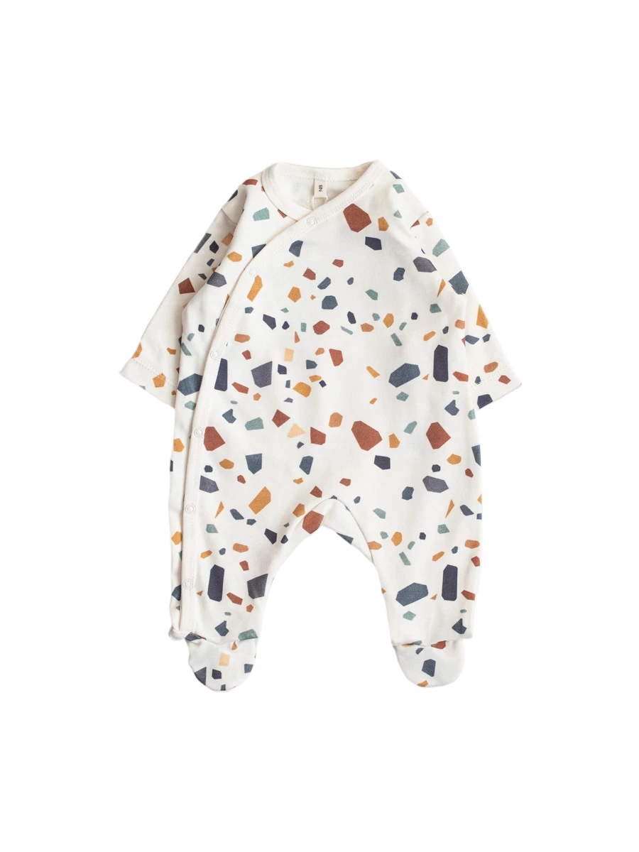 Romieki organic baby footed snapsuit with terrazzo print product image